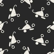 doodle baby stroller seamless pattern background N2