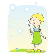 girl making soap bubbles