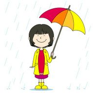 girl is laughing in the rain