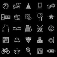 Toy line icons on black background