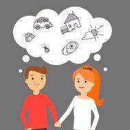 Boy and girl dream of success together