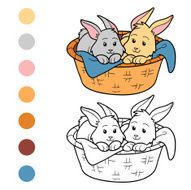 Coloring book (rabbits in basket)