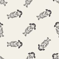 gril doodle seamless pattern background