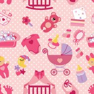 Newborn Baby girl seamless pattern Polka dot
