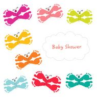 Butterfly with baby foot prints greeting card