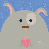 Greeting card with cartoon and funny character animals