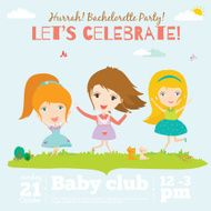 Vector birthday invitation card on baby party with smiling kids N2
