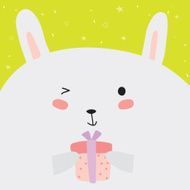 Greeting card with cartoon and funny character animals N4