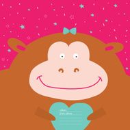 Greeting card with cartoon and funny character animals N7