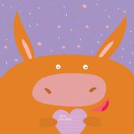 Greeting card with cartoon and funny character animals N10