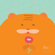 Greeting card with cartoon and funny character animals N11