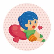 little kid with heart theme elements N38