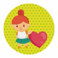 little kid with heart theme elements N39
