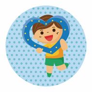 little kid with heart theme elements N42