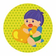 little kid with heart theme elements N44