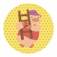 animal pig worker cartoon theme elements N12