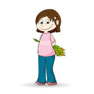 littel girl with flowers