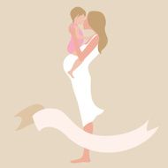 Young pregnant woman with baby Design