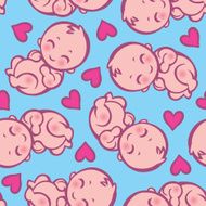 seamless pattern with newborn little baby N2