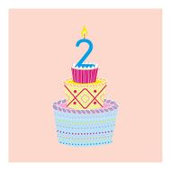 Three layered children&#039;s birthday cake with white frame