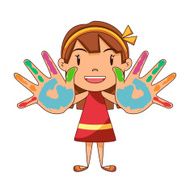 Girl fingers painted hands