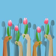 Up hands with flower icon