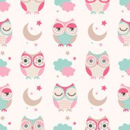 seamless owls cartoon pattern N4