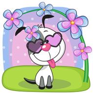 Dog with flowers