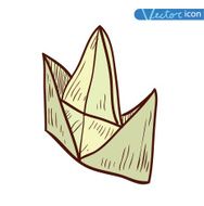 paper boat Origami hand drawn illustration