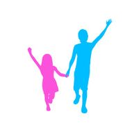 Children Silhouette Full Length Boy and Girl