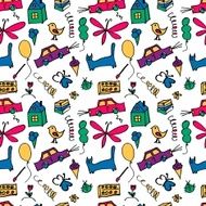 Seamless pattern drawn in a childlike style Vector illustration N2