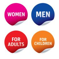 Set of vector stickers WOMEN MEN ADULTS CHILDREN