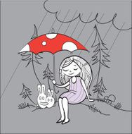 Hares under an umbrella