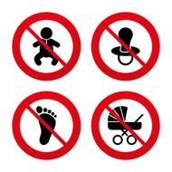 Baby infants icons Buggy and dummy symbols N18
