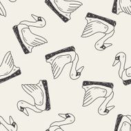 Swan Boat doodle seamless pattern background