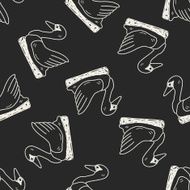 Swan Boat doodle seamless pattern background N2
