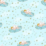 seamless background with an angel in the sky