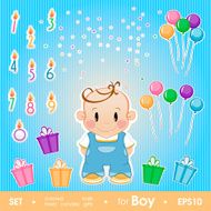 Gala set for boy Set birthday candles gifts tinsel