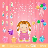 Festive set for girl Set birthday candles gifts tinsel