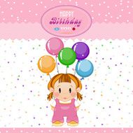 Little girl with bouncy balls and stars The birthday child N2