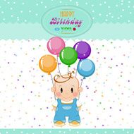 little boy with inflatable balls and stars The birthday child N2