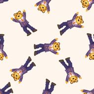 animal tiger worker cartoon seamless pattern