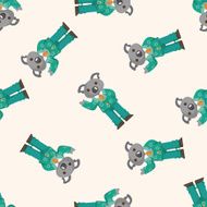 animal koala worker cartoon seamless pattern