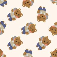 animal bear worker cartoon seamless pattern N2