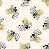 animal cat worker cartoon seamless pattern N2