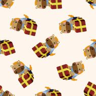 animal horse worker cartoon seamless pattern