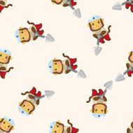 animal monkey worker cartoon seamless pattern