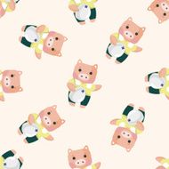 animal worker cartoon seamless pattern