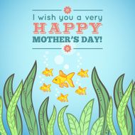 Greeting card design with fish for Mother Day Vector illustration