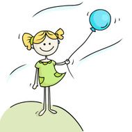 Cute girl holding blue balloon